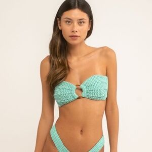 NWOT/NWT Montce Turquoise Crochet Tori Ties Bandeau (L) and Uno Bottom (S)